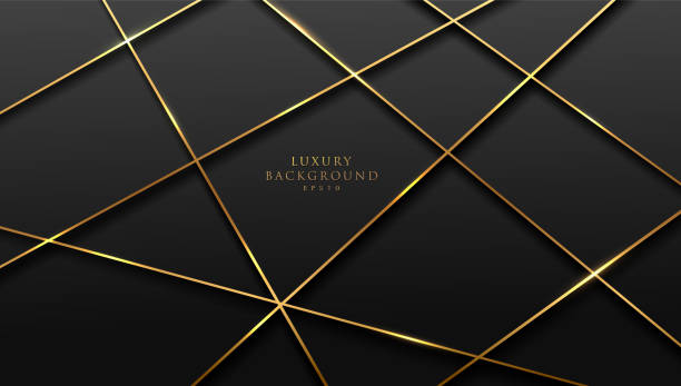 istock Abstract perspective golden lines pattern on black background. Luxury and elegant style. You can use for cover, poster, web, flyer, Landing page, Print ad. 1285588278