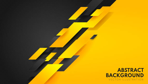 Abstract yellow orange and black contrast background.Tech futuristic corporate design. Geometric illustration for brochures, flyers, web graphic design. Abstract yellow orange and black contrast background.Tech futuristic corporate design. Geometric illustration for brochures, flyers, web graphic design. Vector illustration. yellow stock illustrations