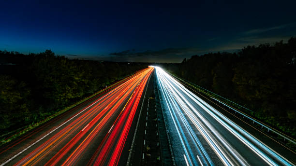 istock Motorway light streaks with at dusk 1285597088