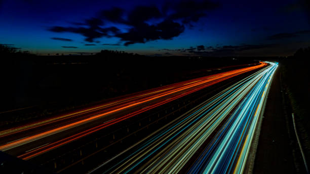 istock Motorway light streaks with at dusk 1285597114