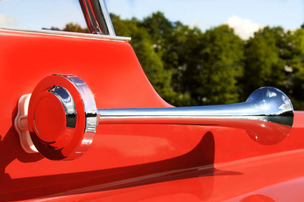 istock Chrome horn on red fire brigade motorboat 1285598531