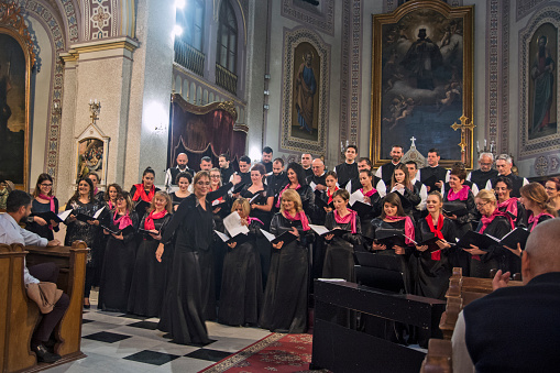 Zrenjanin, Serbia, September 28, 2019. Charity concert of the choir of the Reverend 