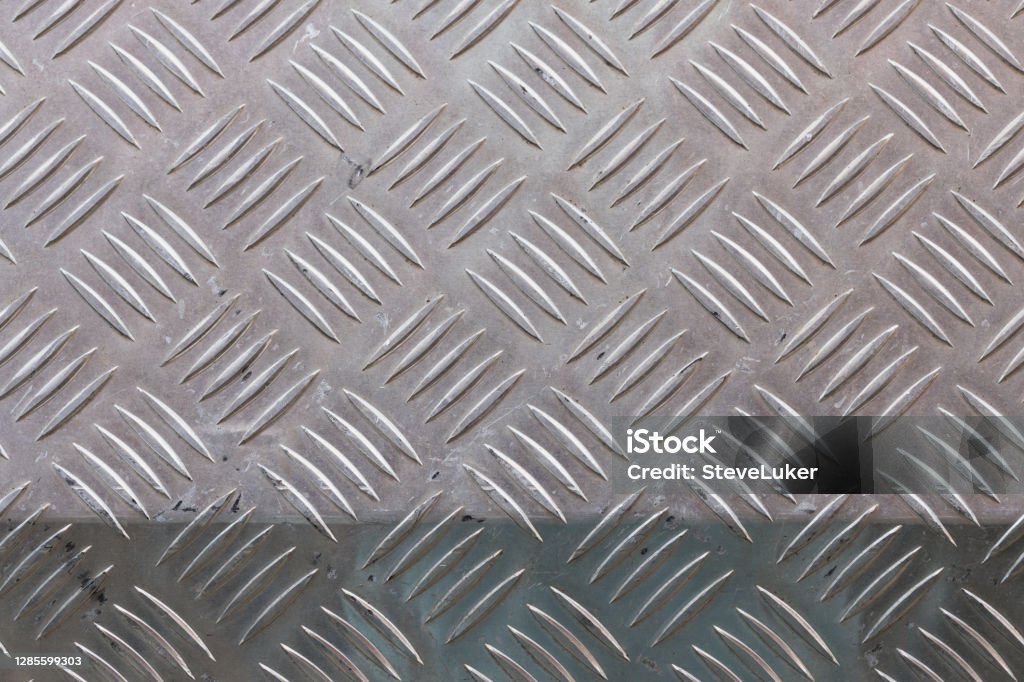 Silver non-slip metal Non-slip metal panel. Close-up Stock Photo
