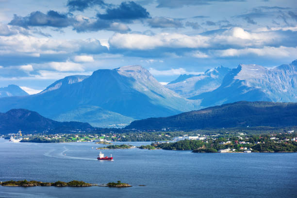 cargo ship in the bay, Norway
