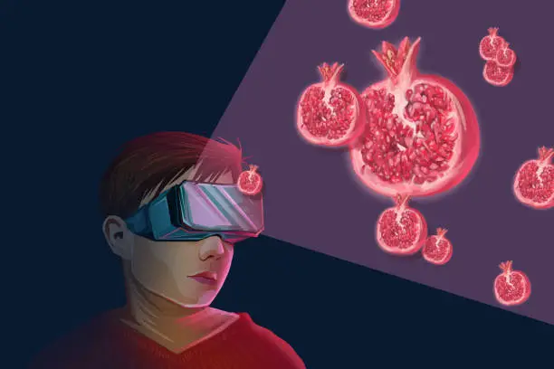 Vector illustration of Boy playing virtual games