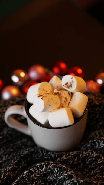 istock Christmas hot chocolate with marshmallow with lights bokeh 1285602174