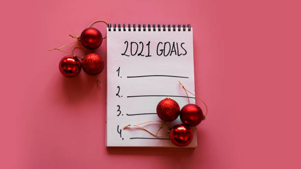 istock Goal list for 2021 concept. Top view, flat lay, copy space 1285602761