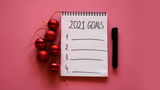 istock Goal list for 2021 concept. Top view, flat lay, copy space 1285602860