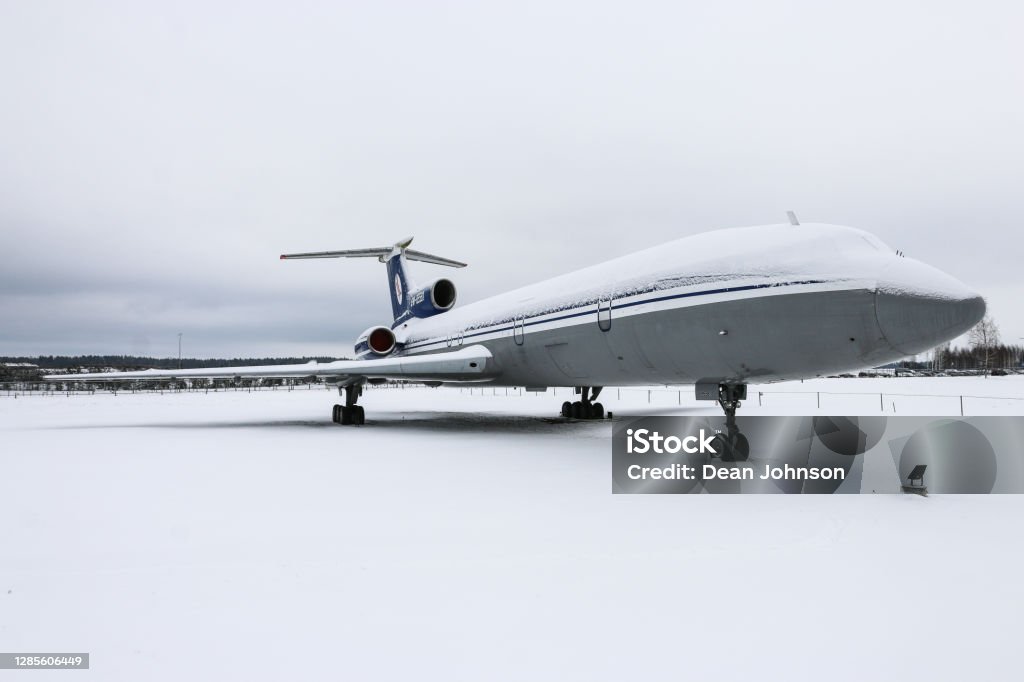 Snowed in A snow covered jet on display in Minsk, Belarus Minsk Stock Photo