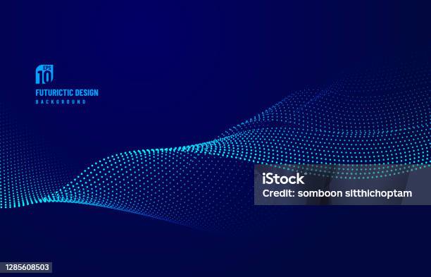 Abstract Dot Particle Of Blue Design Element On Dark Background Technology Futuristic Concept Vector Illustration Stock Illustration - Download Image Now