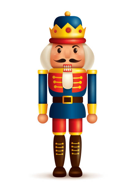 Christmas nutcracker doll. Christmas nutcracker doll. Antique traditional figurine doll. antique french horn pic stock illustrations