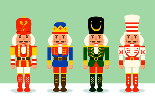 A variety of Nutcracker toy soldier for Christmas design. Flat vector concept illustration.