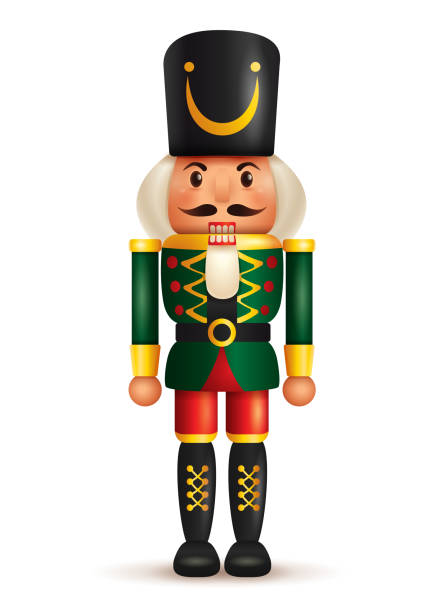 Christmas nutcracker doll. Christmas nutcracker doll. Antique traditional figurine doll. antique french horn pic stock illustrations