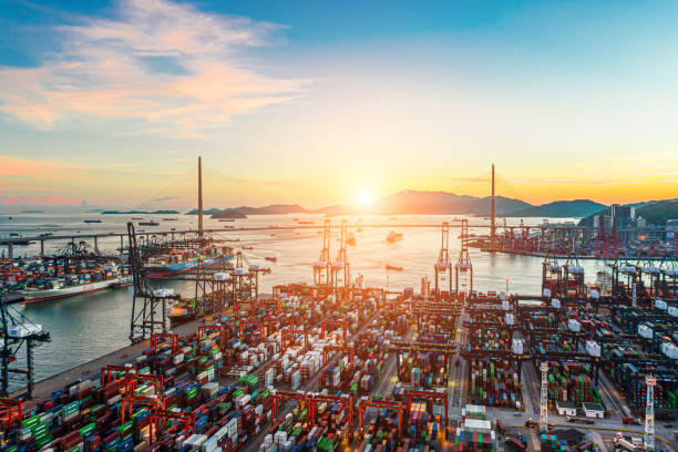 istock Container Cargo freight ship Terminal in Hong kong, China 1285612937