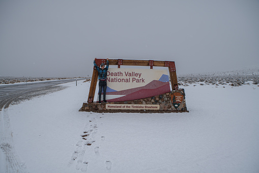 12/06/2018 Death Valley national park, California, USA.\nUnexpected snow in the desert