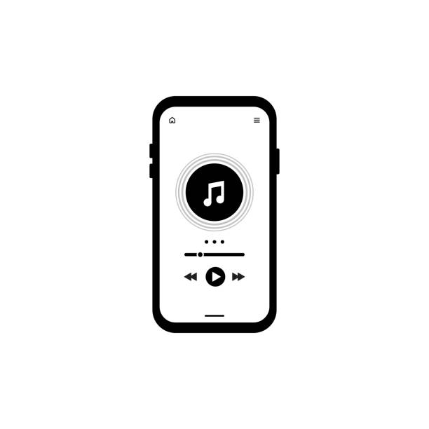 musik-player. media-player-bildschirm. musik-app. mobile application interface. vektor-lager illustration - mp3 gerät stock-grafiken, -clipart, -cartoons und -symbole