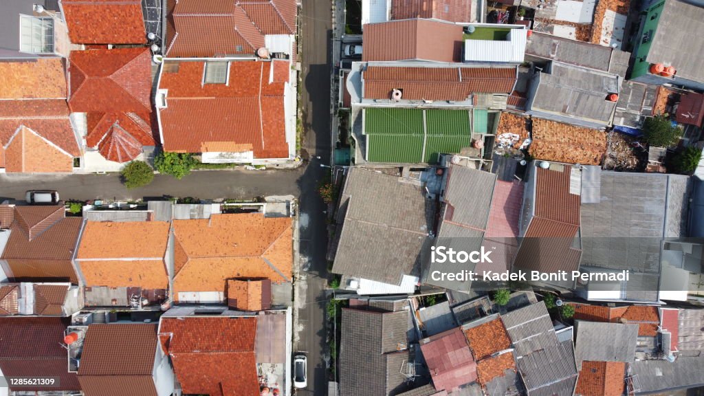Urban Houses - Aerial View Creative Image Jakarta Stock Photo