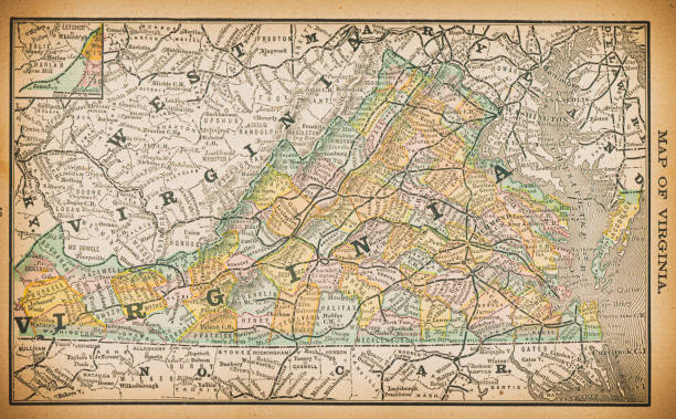 ilustrações, clipart, desenhos animados e ícones de mapa do século xix da virgínia - cumberland plateau