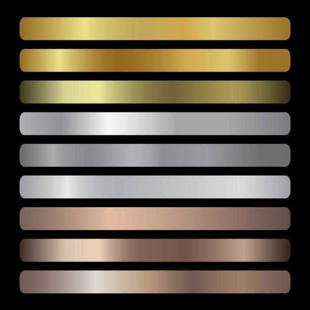 vector gradients-auflistung. gold, gold, gold rose, silber, bronze, kupfer, chrom farben farbverlauf - gold stock-grafiken, -clipart, -cartoons und -symbole