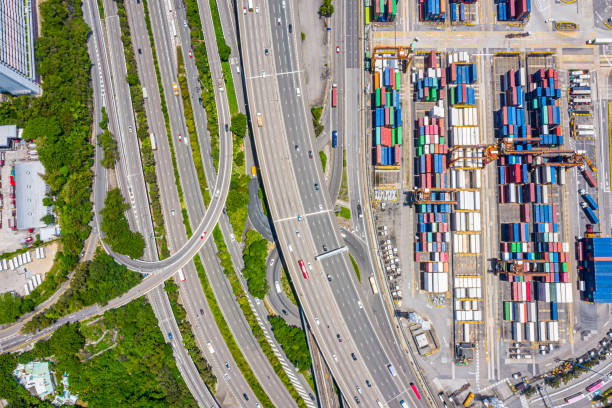 istock Container Cargo freight ship Terminal in Hong kong, China 1285633833