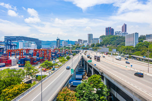 istock Container Cargo freight ship Terminal in Hong kong, China 1285633837