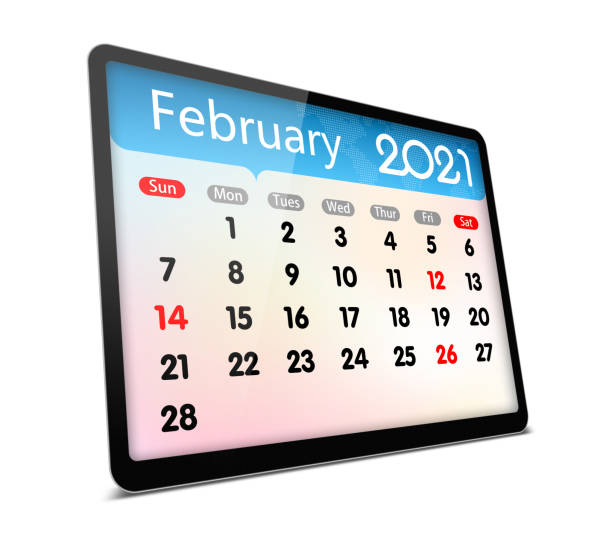 istock (Clipping path) February 2020 calendar on digital tablet isolated 1285637417