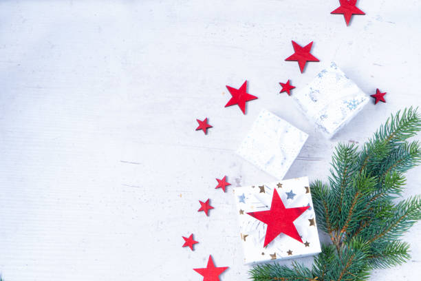 istock Christmas flat lay scene with golden decorations 1285639720