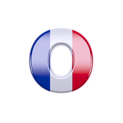 Various flags of the French Republic. Realistic national flag in point circle square rectangle and shield metallic icon set. Patriotic 3d rendering symbols isolated on white background.