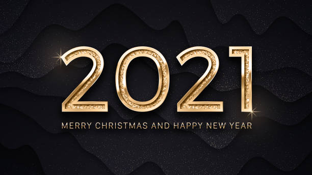 istock 2021 Merry Christmas And Happy New Year Luxury Text Vector Illustration Greeting Card Template 1285641297