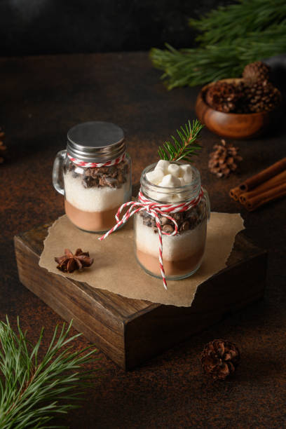 istock Homemade edible Christmas gift in glass jar for making chocolate drink. 1285641950