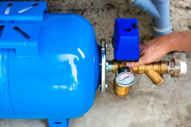 istock installation of a water supply station to a residential building using a hydraulic accumulator. 1285647774