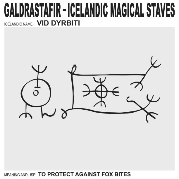 istock icon with ancient Icelandic magical staves Vid Dyrbiti. Symbol means and is used to protect against fox bites 1285648688