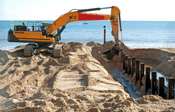 istock Groyne replacement underway at onset of winter in Dorset during November 1285648974