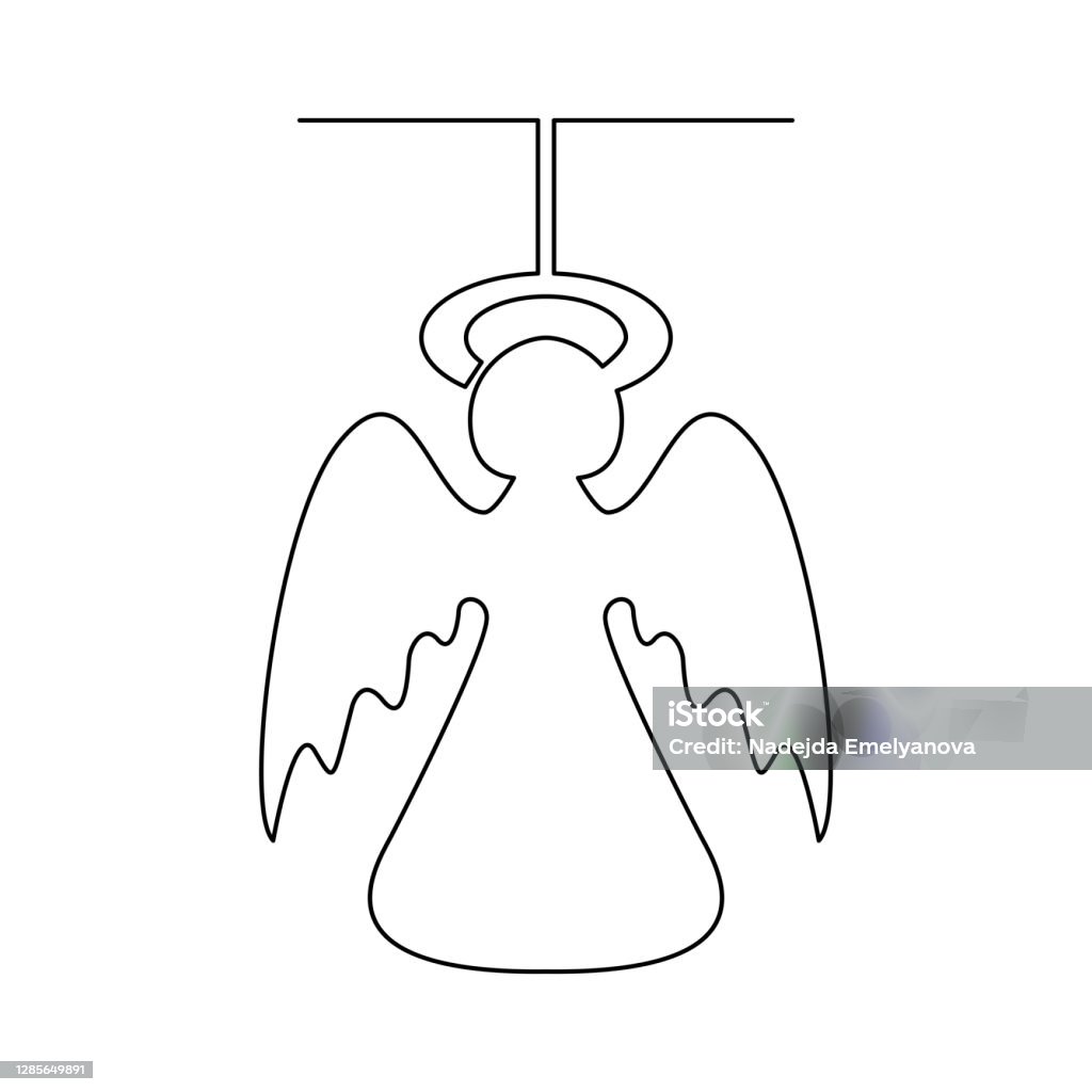 Angel Continuous Line Stock Illustration - Download Image Now ...