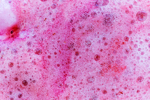 abstract pink background - wet strawberry macro fruit imagens e fotografias de stock