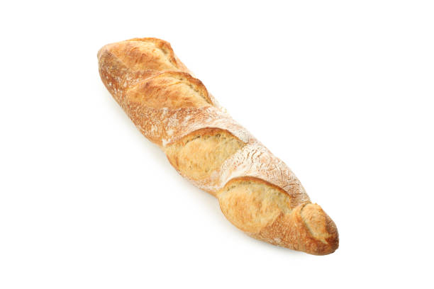 istock Fresh baked baguette isolated on white background 1285655223