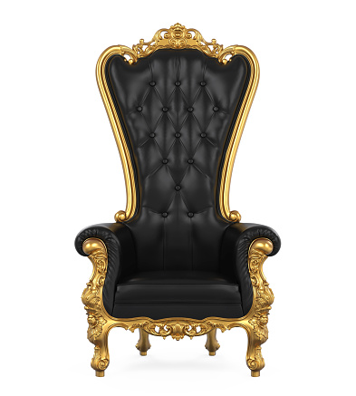 Black Throne Chair isolated on white background. 3D render