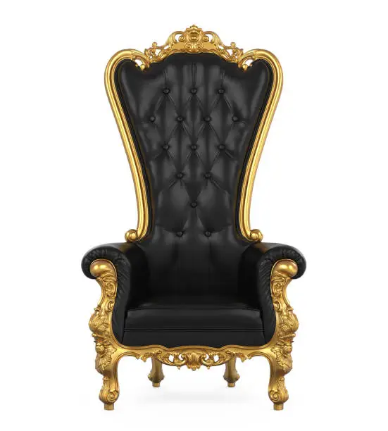Black Throne Chair isolated on white background. 3D render