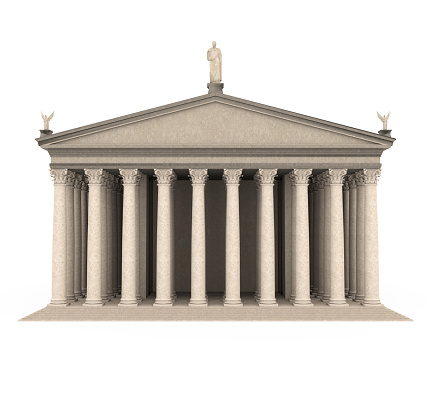 Greek Temple isolated on white background. 3D render