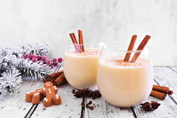 130+ Two Glasses Of Eggnog Stock Photos, Pictures & Royalty-Free