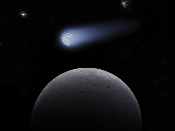 istock Bright comet in space flies near the planet 1285665225