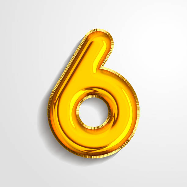 istock Gold metallic helium alphabet balloon foil number 6 six realistic 3d render air balloon. Collection of golden balloon number set Vector illustration 1285669404