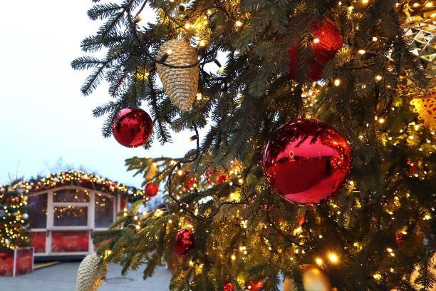 istock Christmas tree with new year decorations. New Year celebration. Selective soft focus. Background for postcards 1285670802