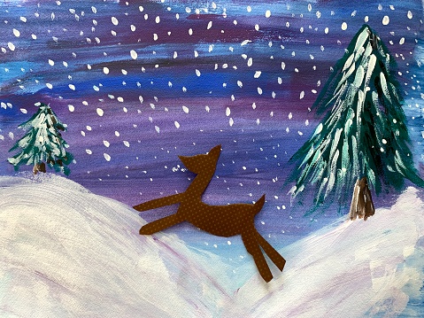 Painted deer and interchangeable backgrounds