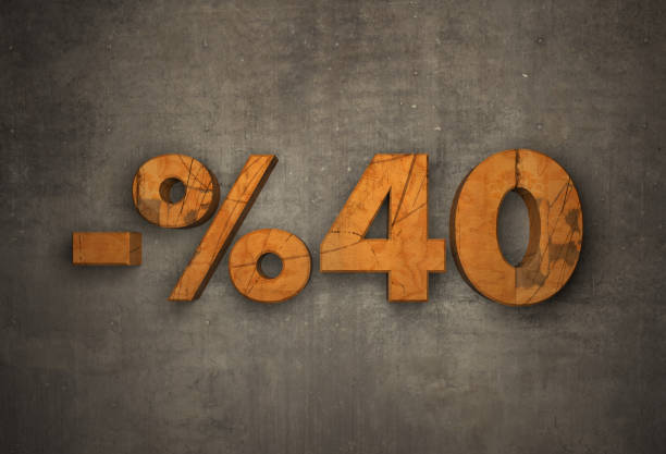 istock Wooden 40% Discount Text on the Wall 1285674586