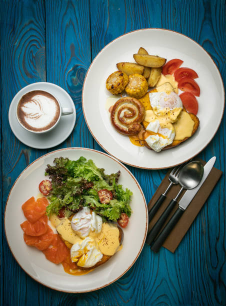 istock English breakfast, toast, poached egg, sauce, salmon 1285675920