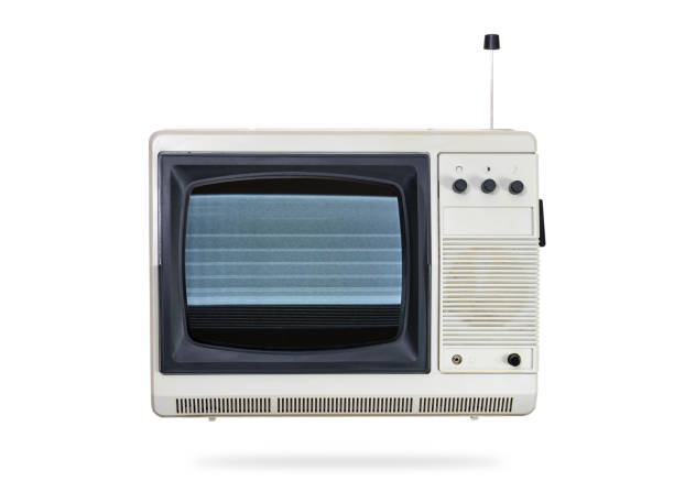 istock Old gray TV with noise and interference on the screen. 1980s 1990s retro style. 1285676156