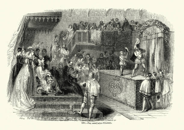 伊莉莎白演員在舞臺上表演一齣戲之前伊莉莎白一世女王 - queen elizabeth 幅插畫檔、美工圖案、卡通及圖標