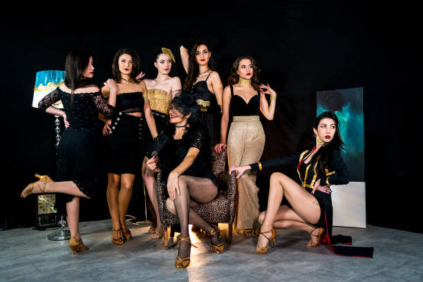 istock Group of female cabaret dancers 1285683389
