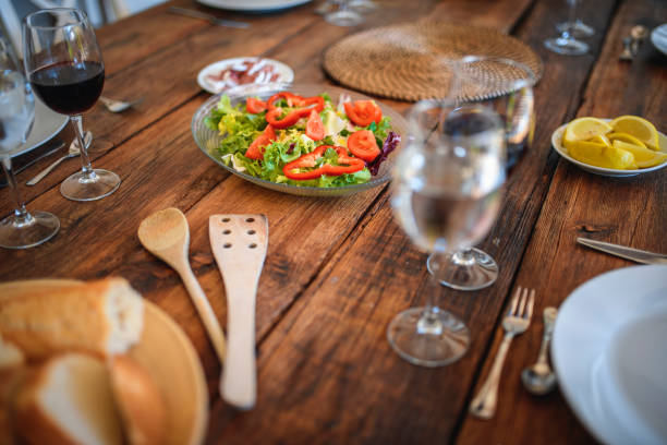 istock Farmhouse Dining Table Set for Midday Meal 1285685478